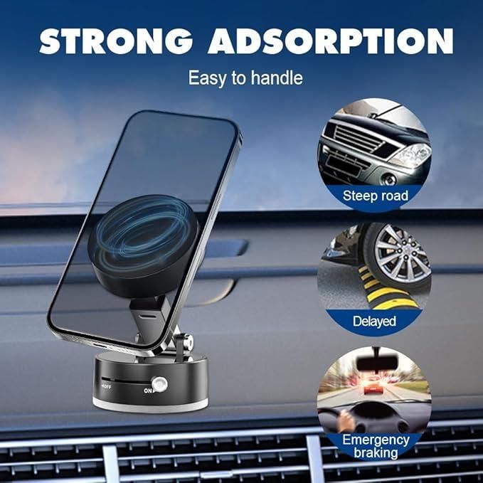 Vacuum Magnetic Suction Phone Holder – Foldable, Retractable & 360° Rotatable Mount