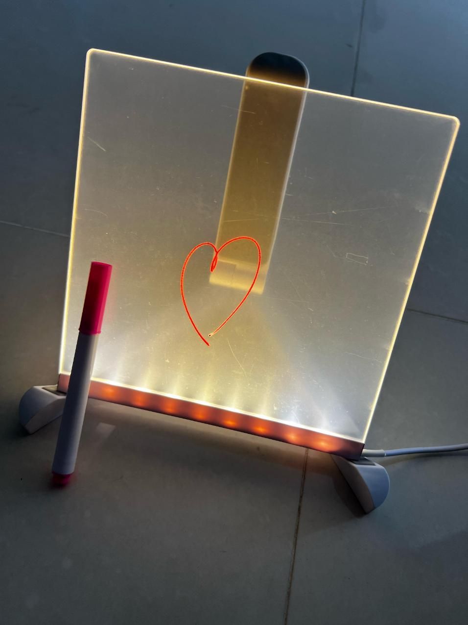 3D LED Light Glass Acrylic Writing Pad with 12 Pens – Message Board and Night Lamp