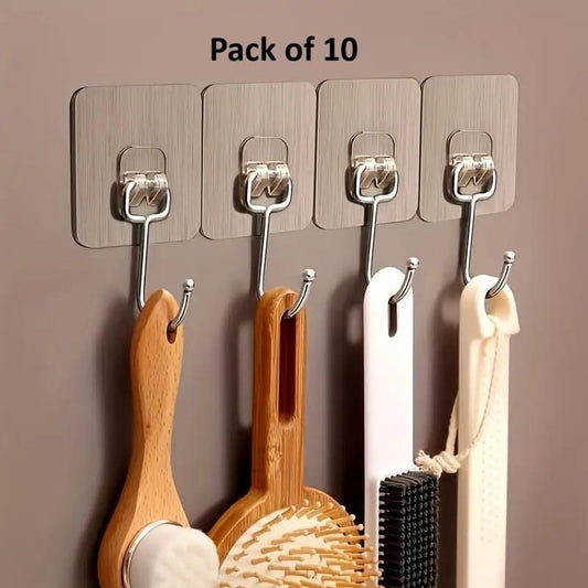 Golden Large Hooks for Hanging – Pack of 10 Stainless Steel Adjustable Hooks