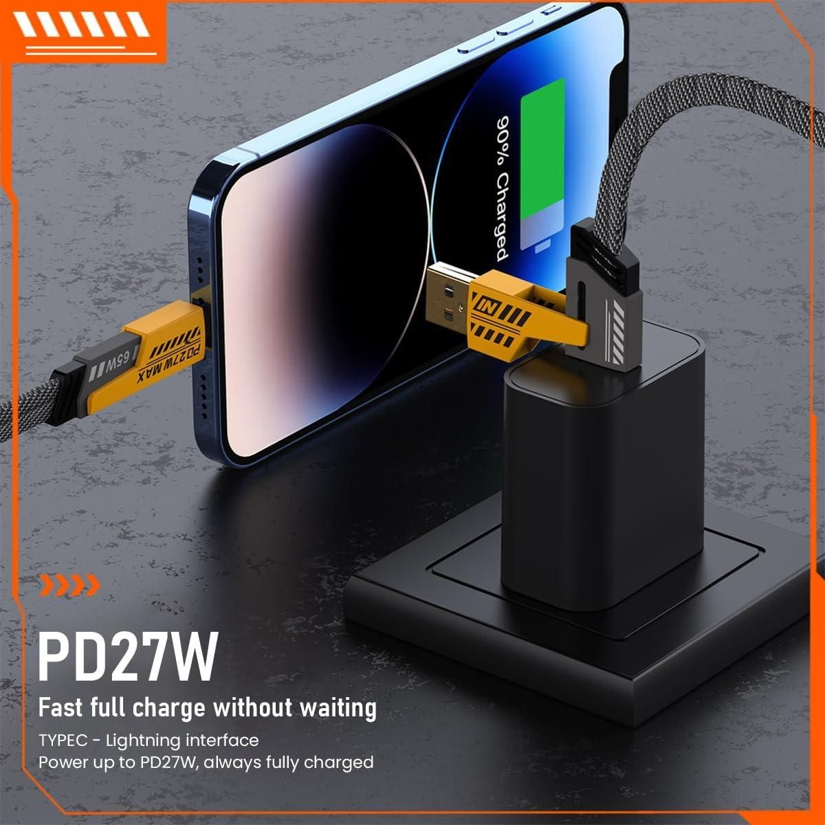 USB C Cable Lightning Cable 4-in-1 – Multi Charging Cable (Plastic-Free, Random Color)