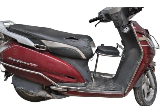 Portable Baby Seat for Scooters – Leather & Stainless Steel Safety Seat