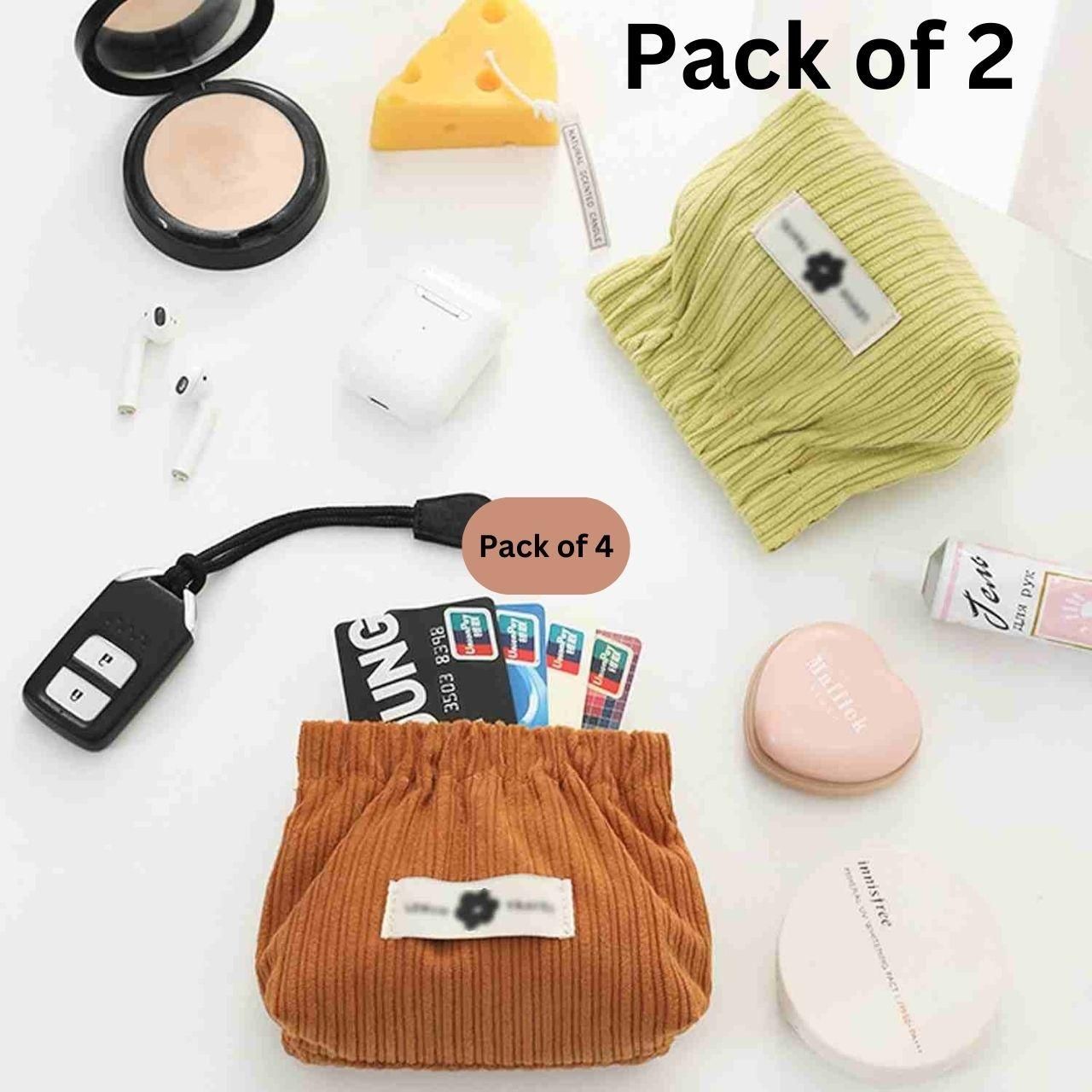 Small Makeup Bag – Portable Travel Pouch for Cosmetics & Essentials (Pack of 2)