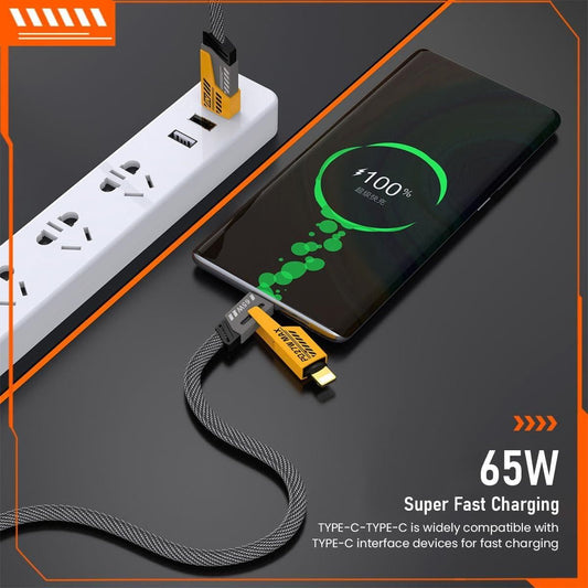 USB C Cable Lightning Cable 4-in-1 – Multi Charging Cable (Plastic-Free, Random Color)